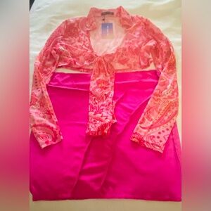 Shein Top and Skirt Pink Multi Size 12 NWT